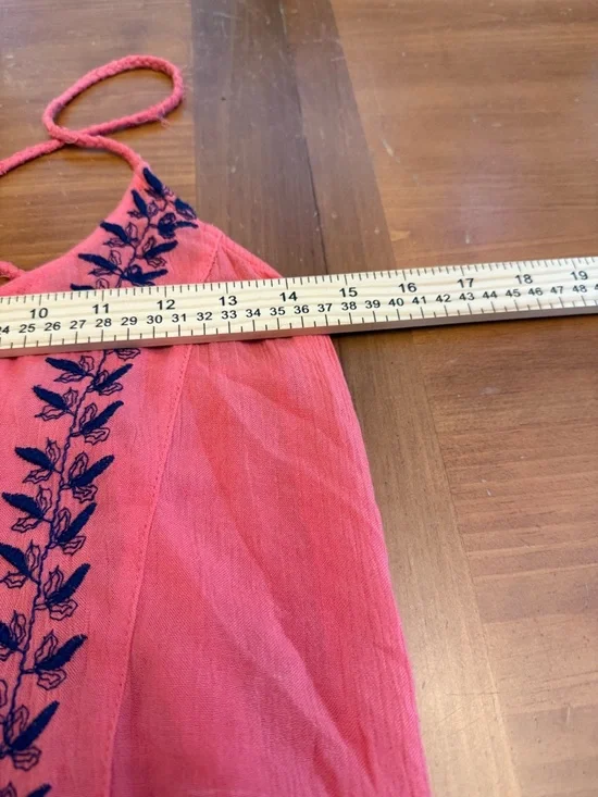 Free People Meadows Of Medallion Slip Swing Dress S coral Embroidery Boho Beach - Picture 11 of 12